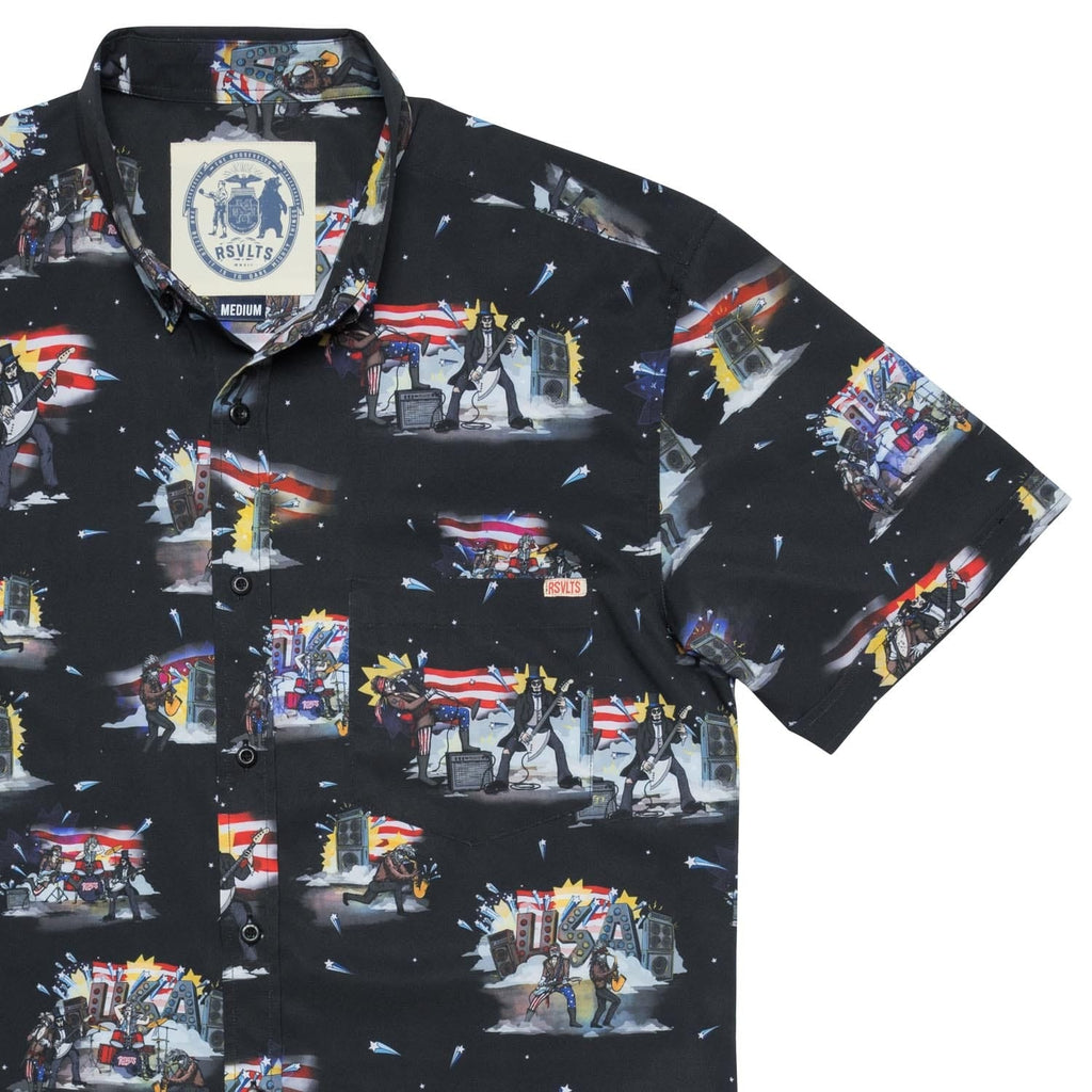 RSVLTS Plymouth Rock Gods KUNUFLEX Short Sleeve Shirt in Black — detail 5