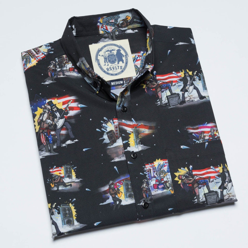 RSVLTS Plymouth Rock Gods KUNUFLEX Short Sleeve Shirt in Black — detail 13