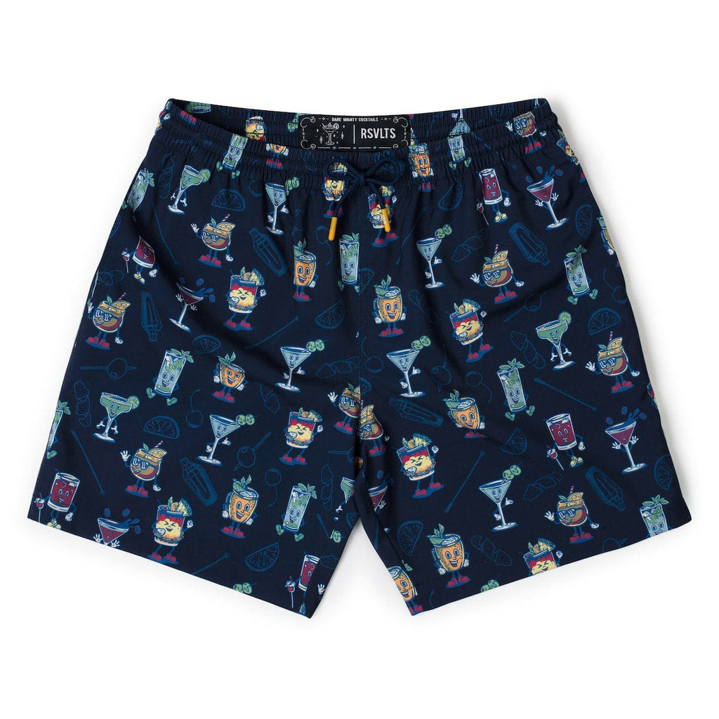 RSVLTS Let's All Go to the Lobby Bar Hybrid Shorts in Blue — front view