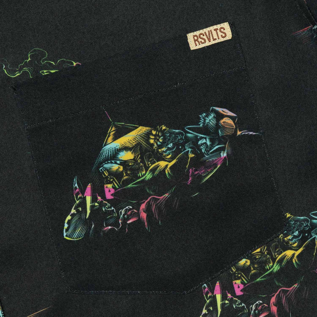 RSVLTS Dorry’s Tavern After Midnight KUNUFLEX Short Sleeve Shirt in Black — detail 3