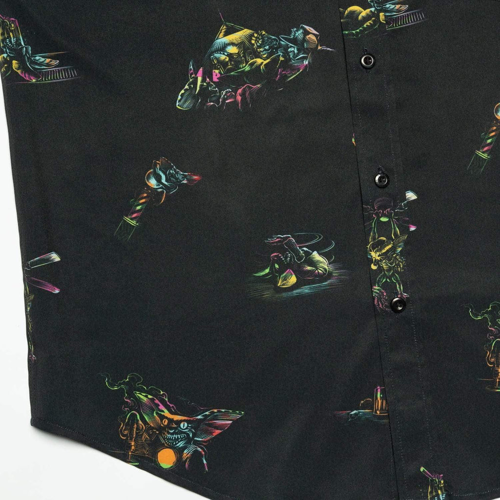 RSVLTS Dorry’s Tavern After Midnight KUNUFLEX Short Sleeve Shirt in Black — detail 6