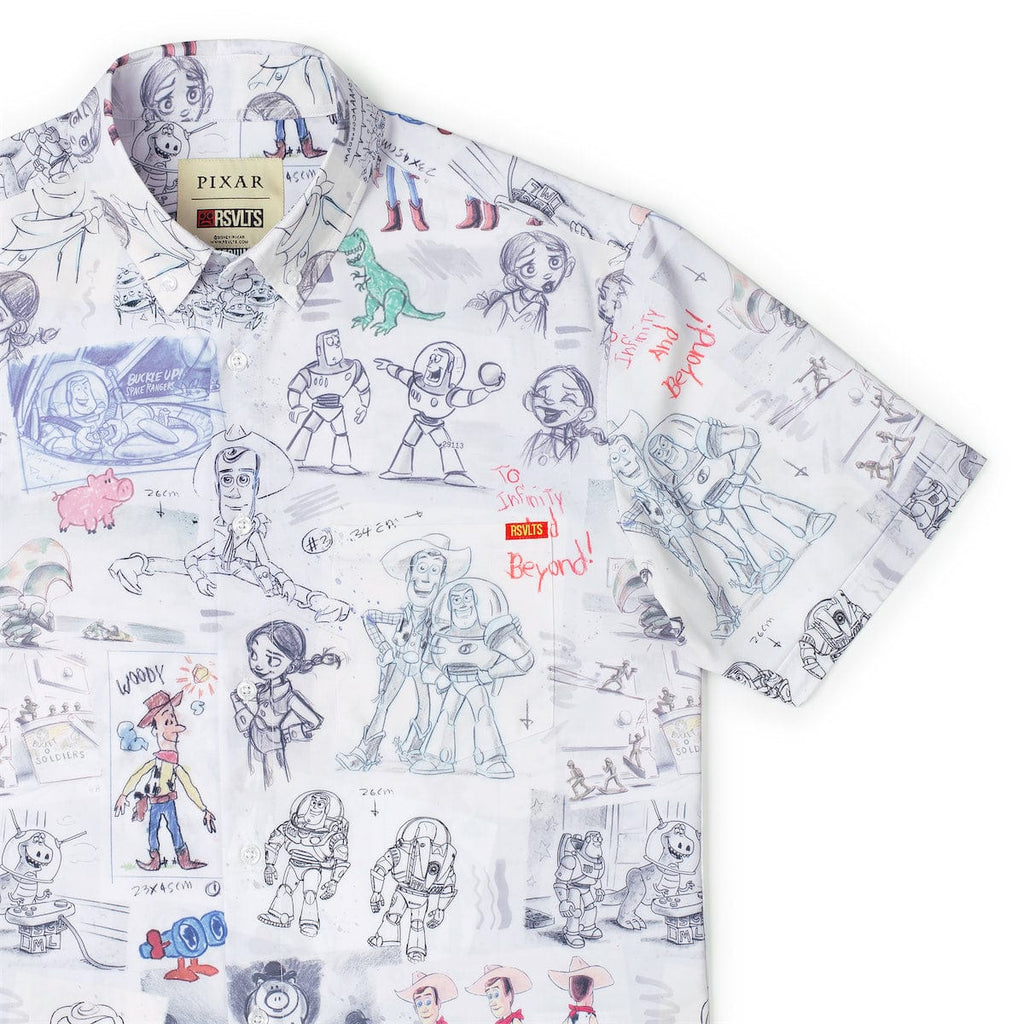 RSVLTS Toy Story-Board KUNUFLEX Short Sleeve Shirt in Gray — front view