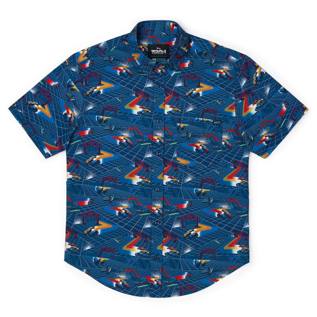 RSVLTS The Grid KUNUFLEX Short Sleeve Shirt in Blue — detail 10