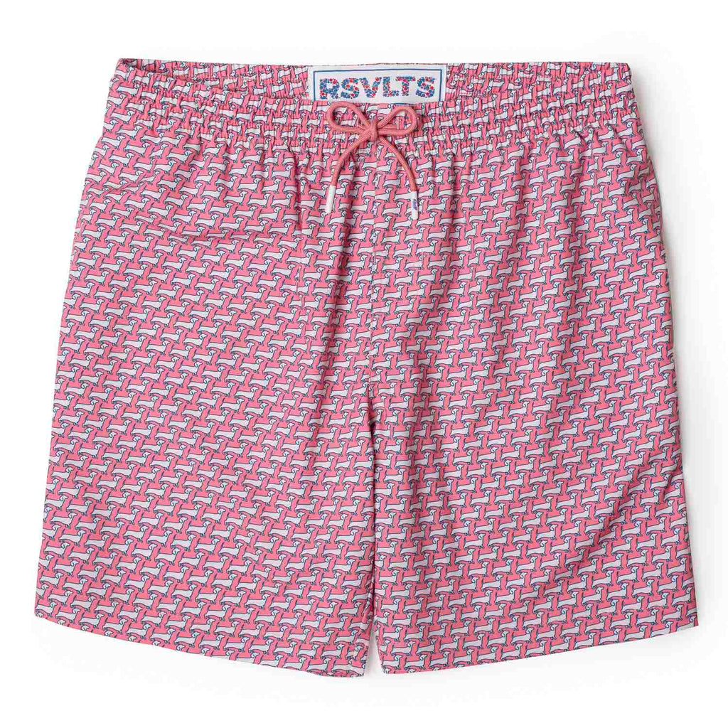 RSVLTS Widdle Ween Dogz Hybrid Shorts in Red — front view