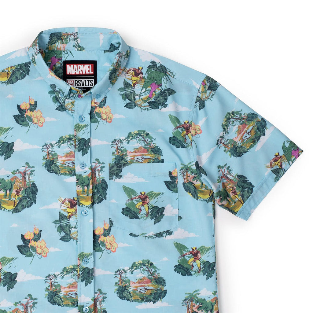 RSVLTS Savage Land KUNUFLEX Short Sleeve Shirt in Blue — detail 8