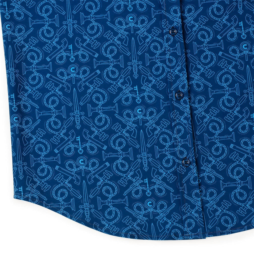 RSVLTS Choose Your Weapon KUNUFLEX Short Sleeve Shirt in Blue — detail 10
