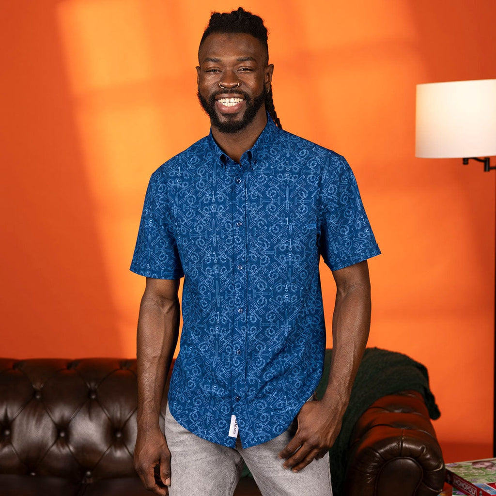 RSVLTS Choose Your Weapon KUNUFLEX Short Sleeve Shirt in Blue — detail 5