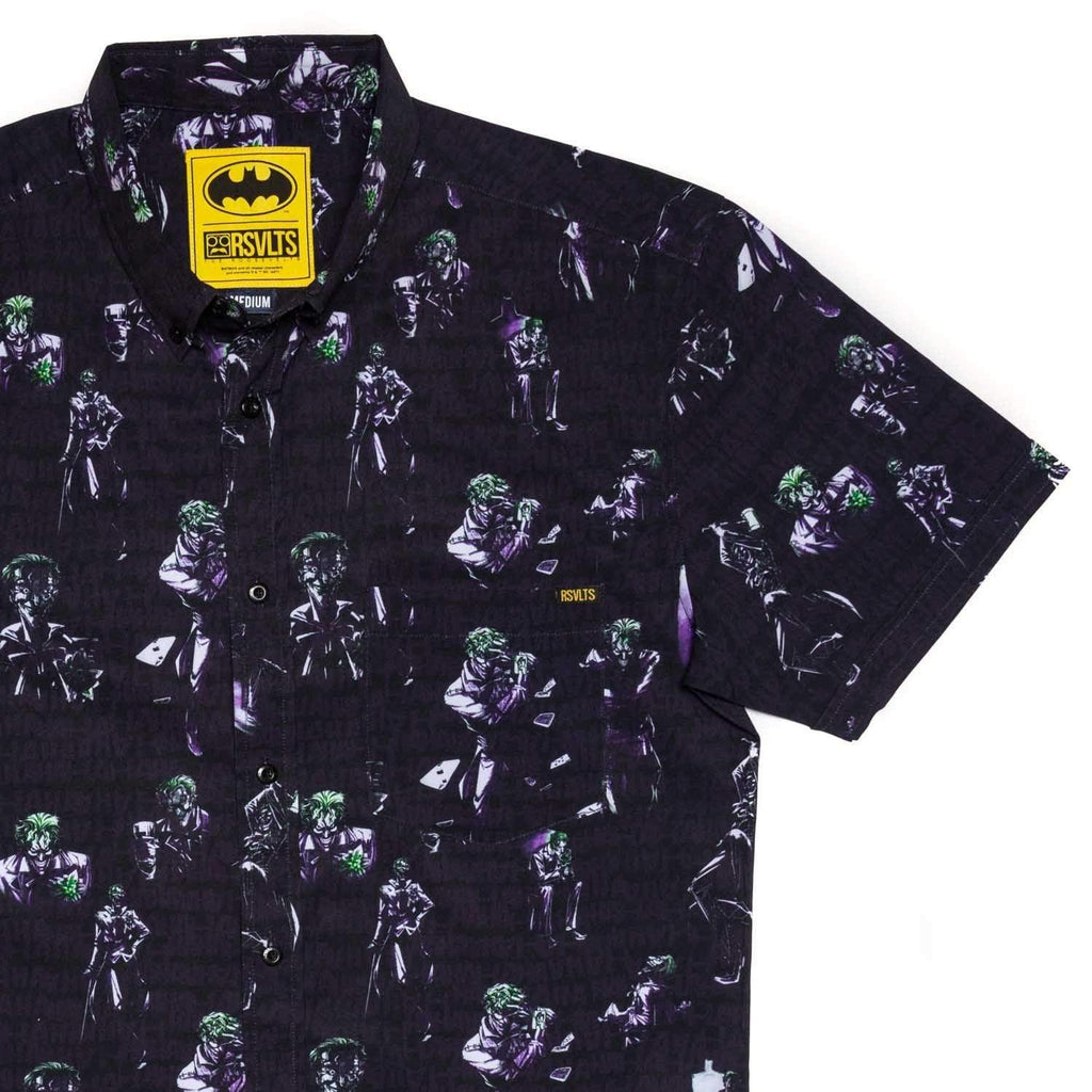 RSVLTS Clown Prince KUNUFLEX Short Sleeve Shirt in Black — front view
