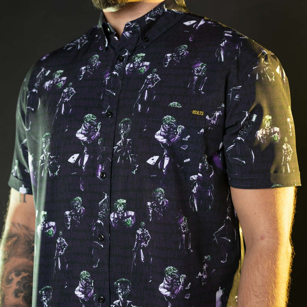 RSVLTS Clown Prince KUNUFLEX Short Sleeve Shirt in Black — detail 4