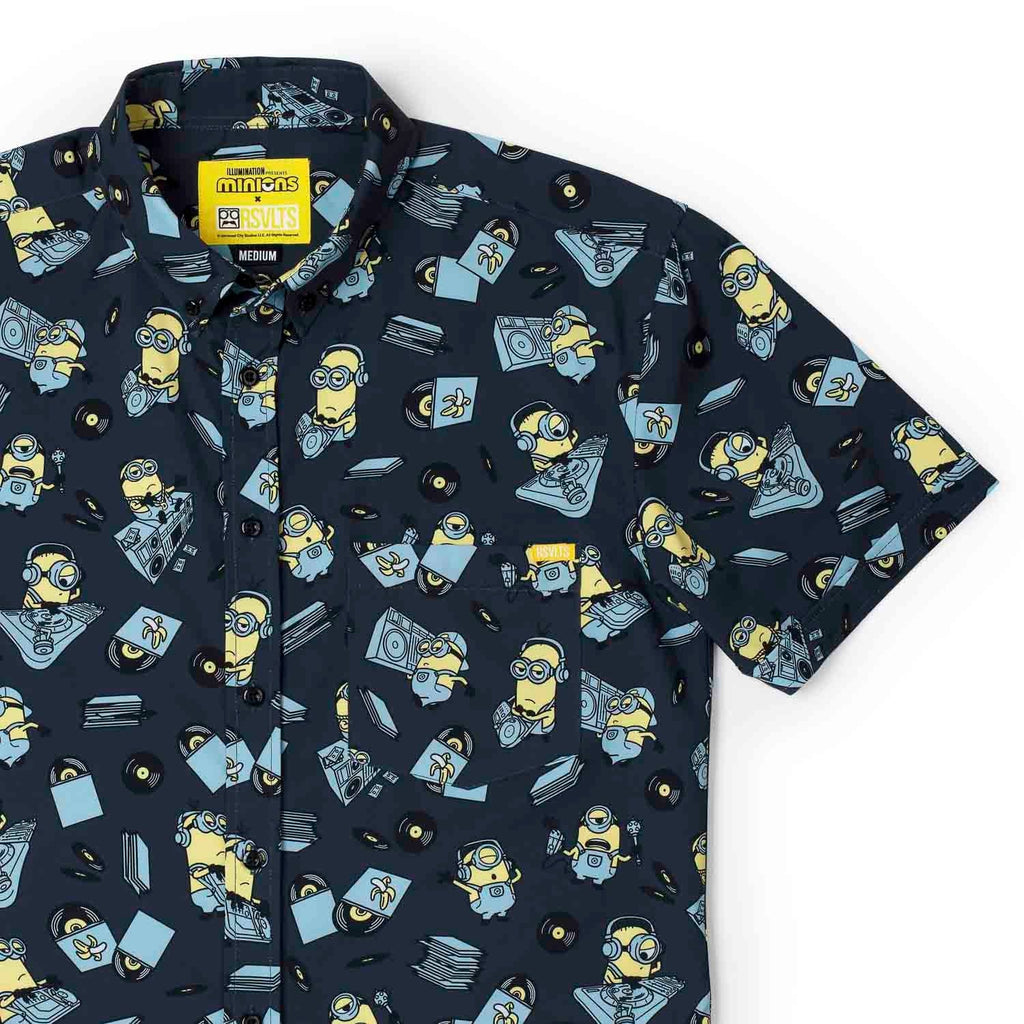 RSVLTS Minionmix KUNUFLEX Short Sleeve Shirt in Blue — front view