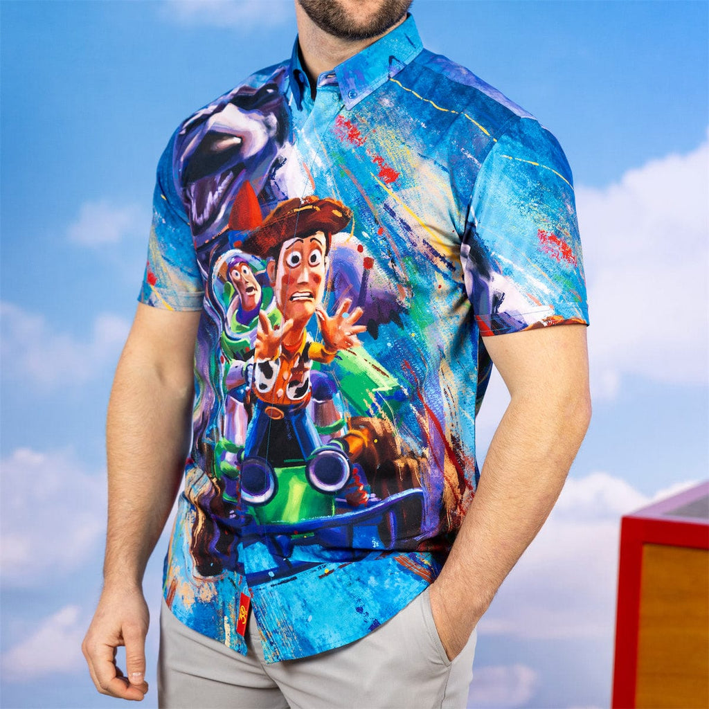 RSVLTS Escaping Scud KUNUFLEX Short Sleeve Shirt in Blue — detail 8