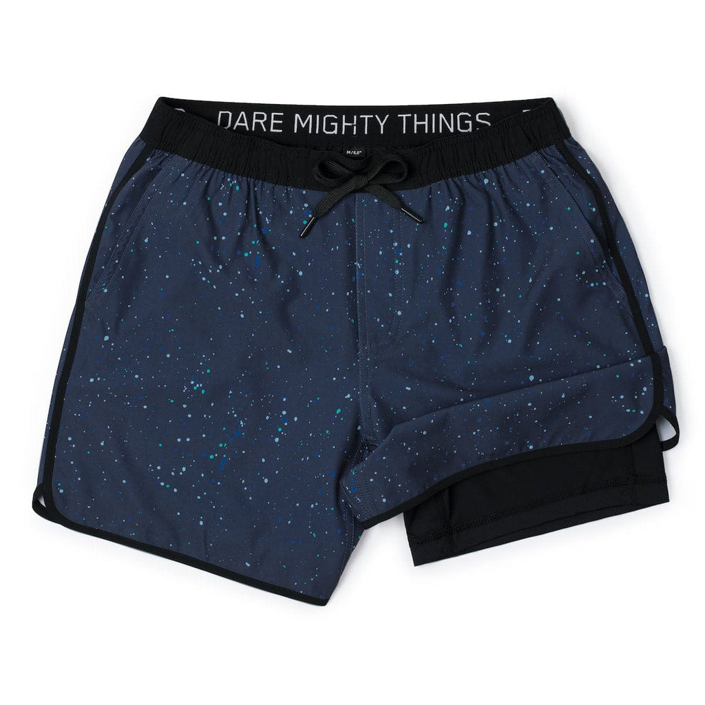 RSVLTS Splat Damon (Navy) V2 Lined Training Shorts in Blue — front view
