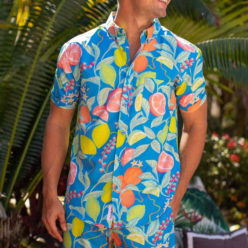 RSVLTS Citrush KUNUFLEX Short Sleeve Shirt in Blue — detail 2