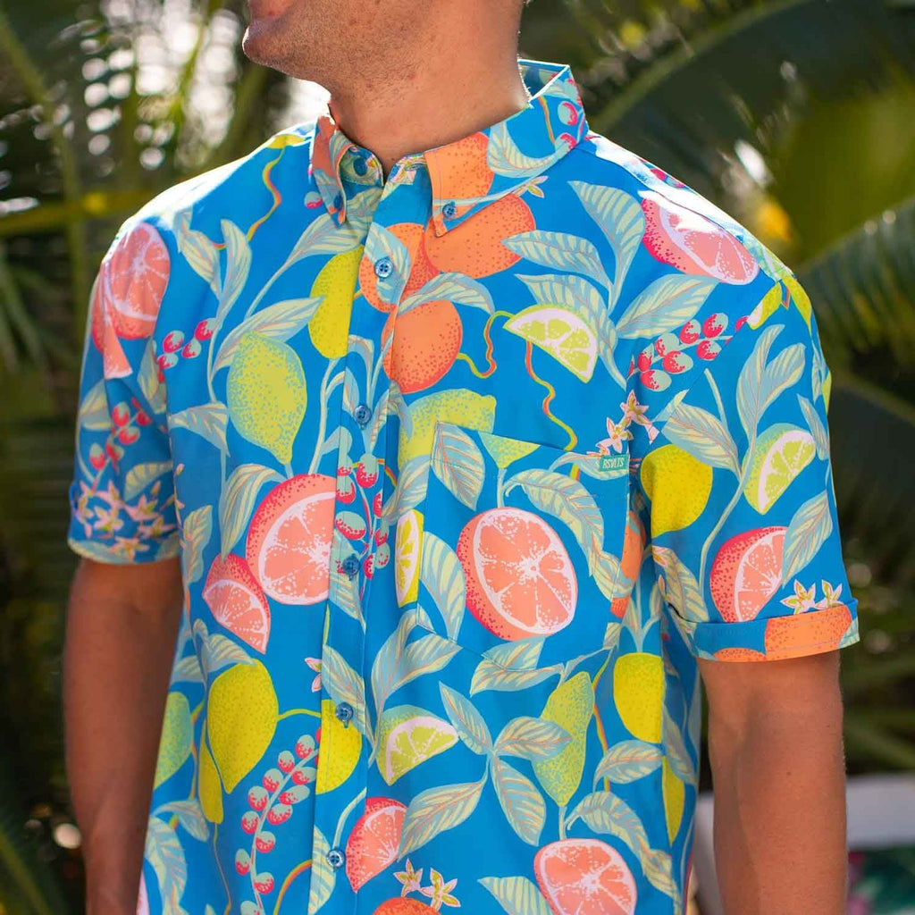 RSVLTS Citrush KUNUFLEX Short Sleeve Shirt in Blue — detail 7