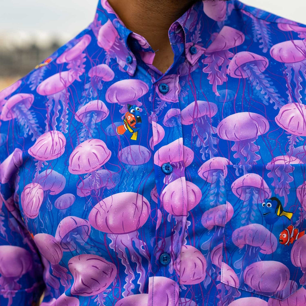 RSVLTS Jellyfish KUNUFLEX Short Sleeve Shirt in Blue — detail 9