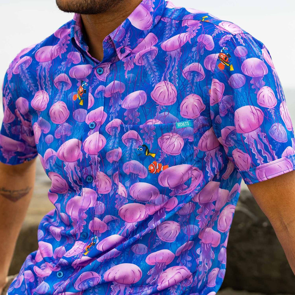 RSVLTS Jellyfish KUNUFLEX Short Sleeve Shirt in Blue — detail 3