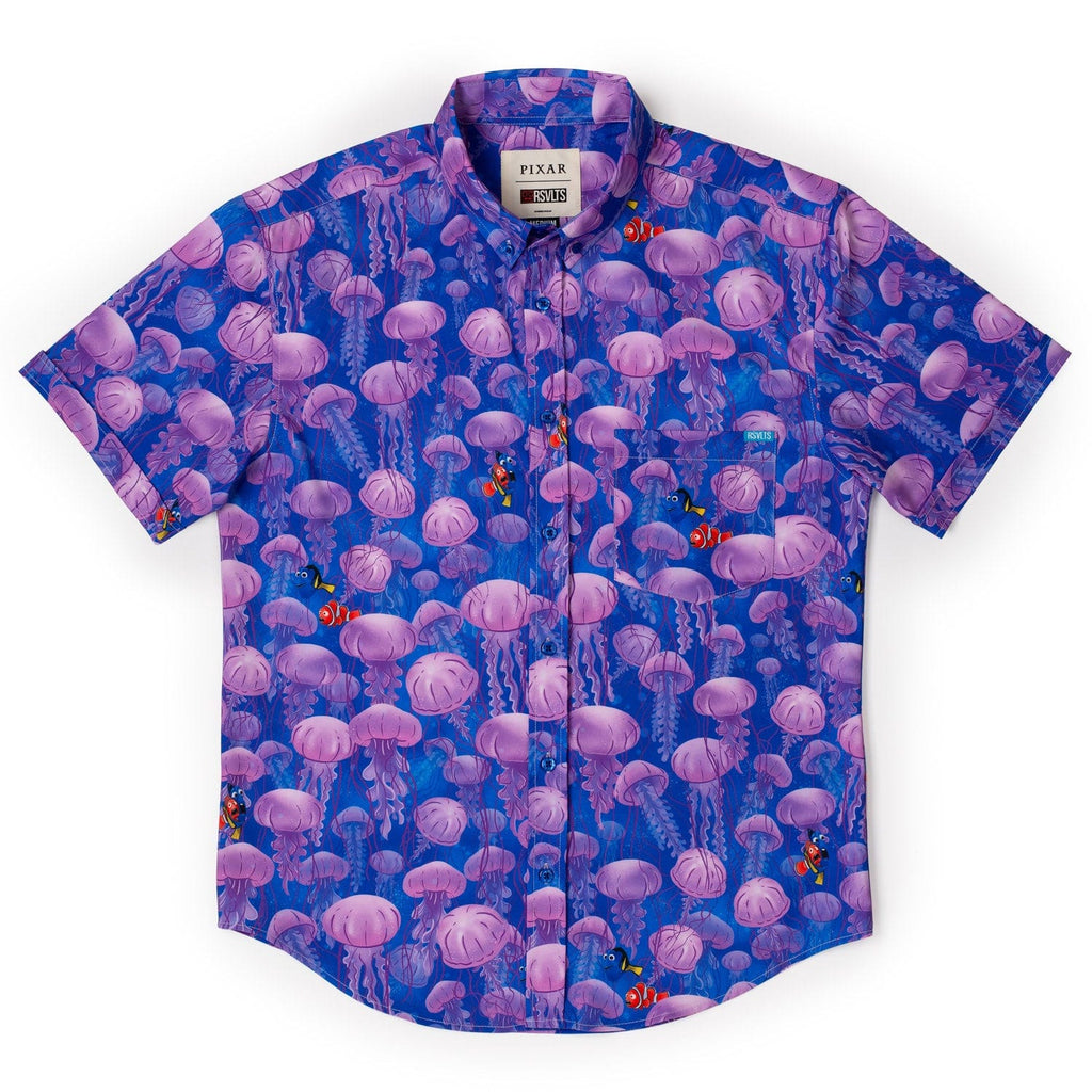 RSVLTS Jellyfish KUNUFLEX Short Sleeve Shirt in Blue — detail 4