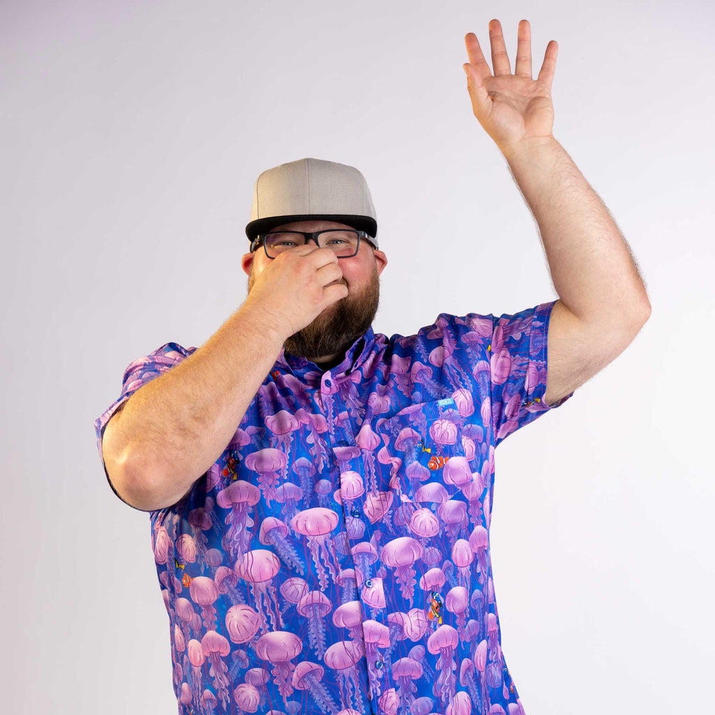 RSVLTS Jellyfish KUNUFLEX Short Sleeve Shirt in Blue — detail 15