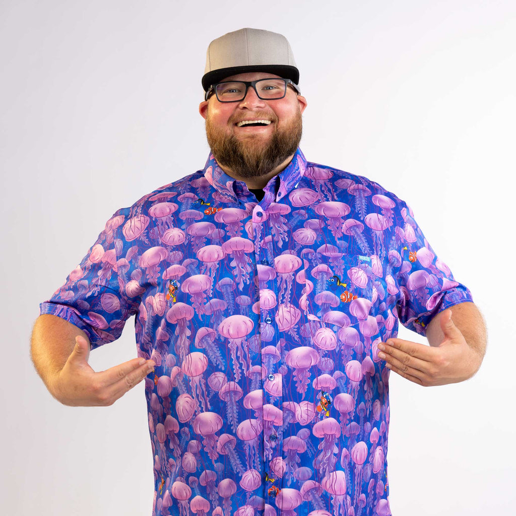 RSVLTS Jellyfish KUNUFLEX Short Sleeve Shirt in Blue — detail 14