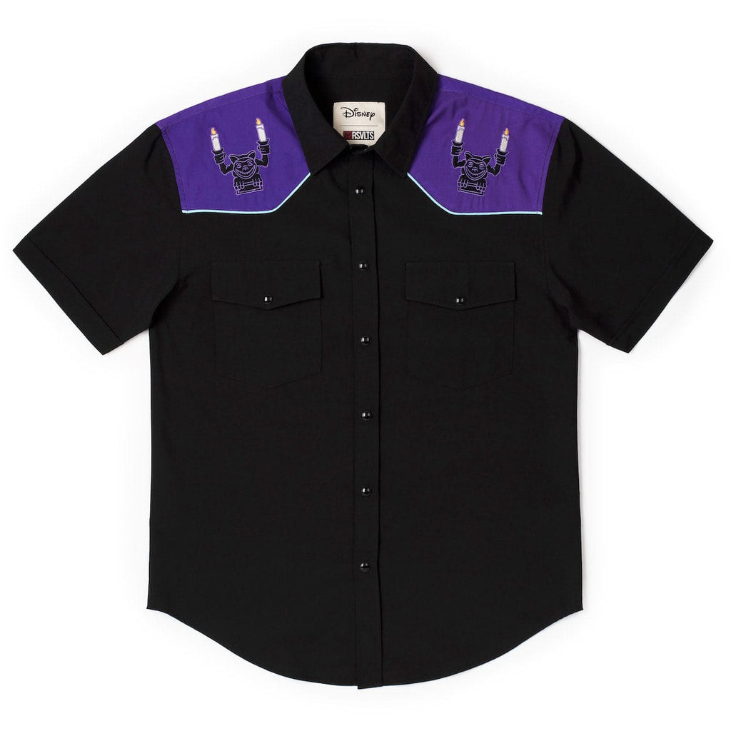 RSVLTS Fright This Way Roper Short Sleeve Shirt in Black — front view