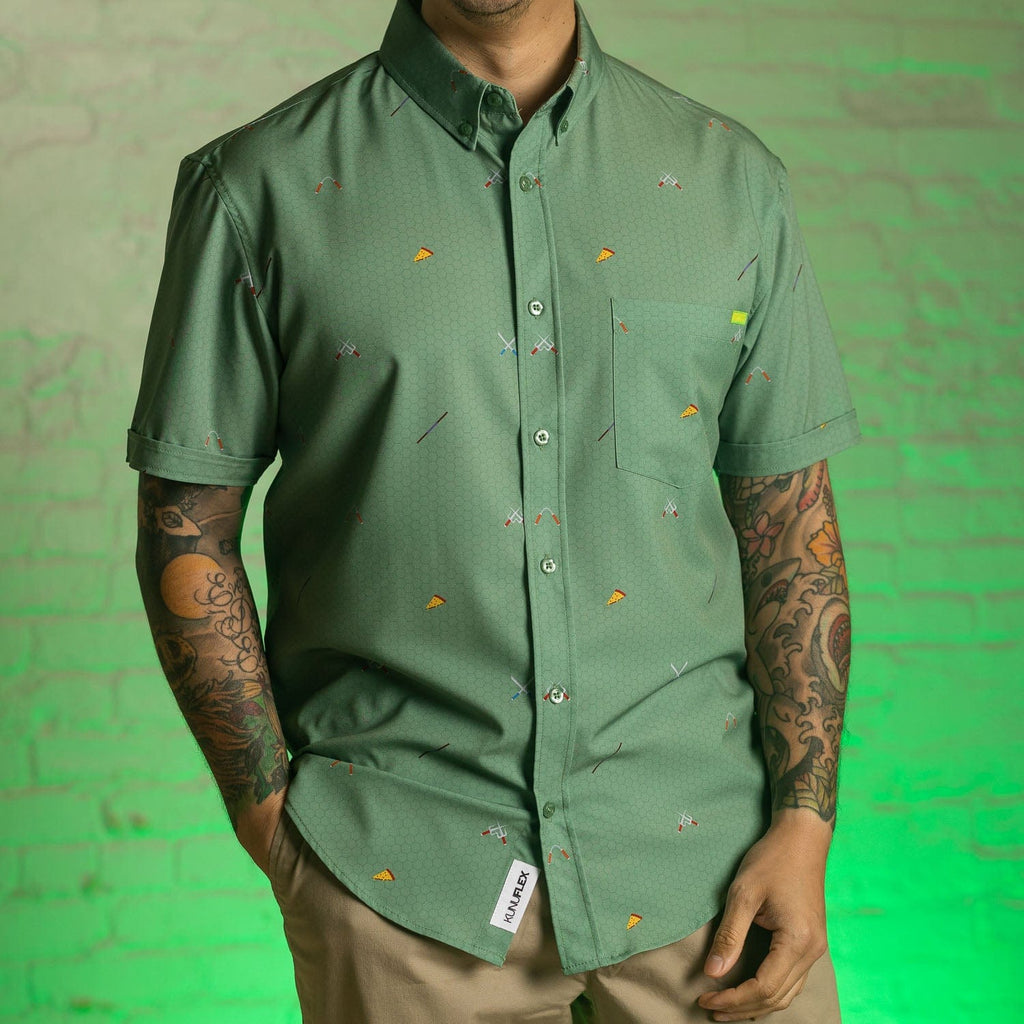 RSVLTS Ninja Armory KUNUFLEX Short Sleeve Shirt in Green — detail 9