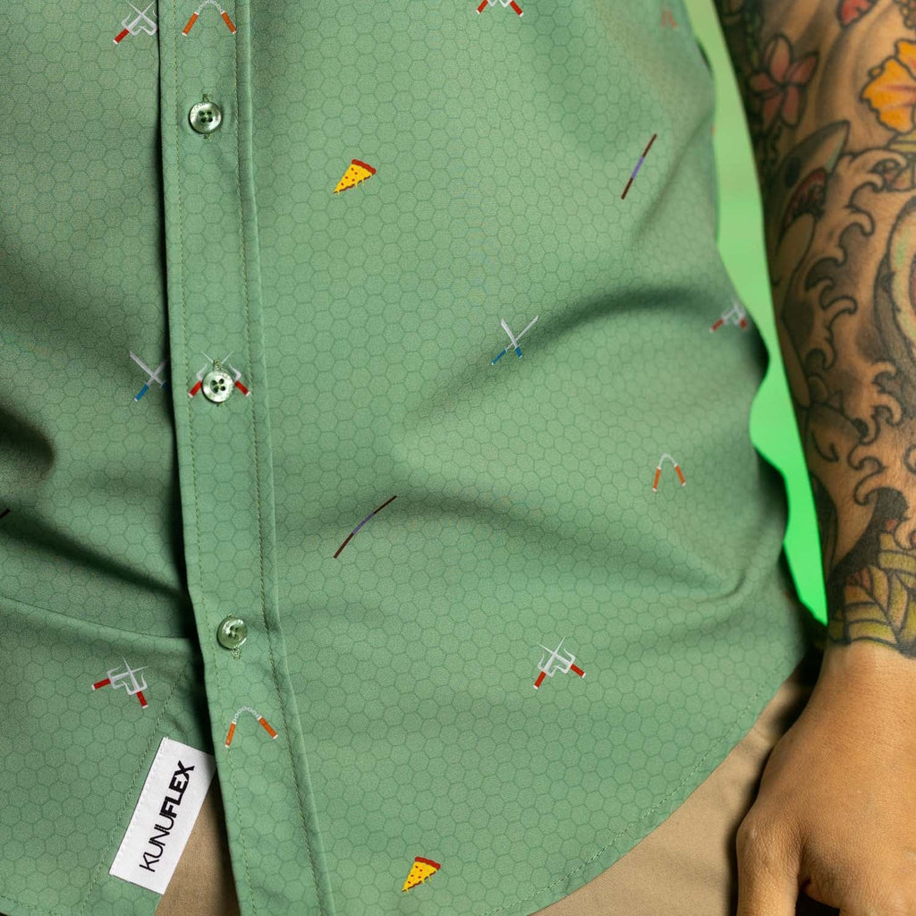 RSVLTS Ninja Armory KUNUFLEX Short Sleeve Shirt in Green — detail 11