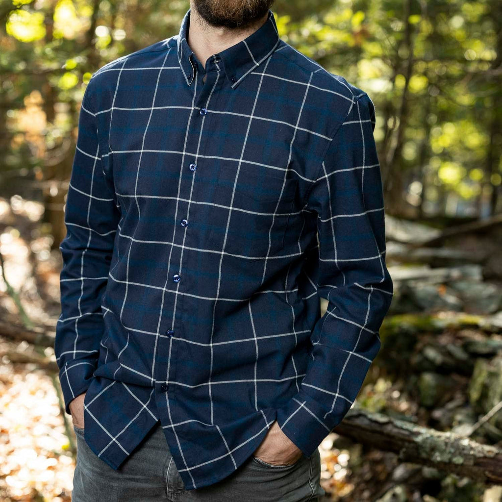 RSVLTS Barry Flanilow BorlandFlex Long Sleeve Flannel in Blue — detail 8