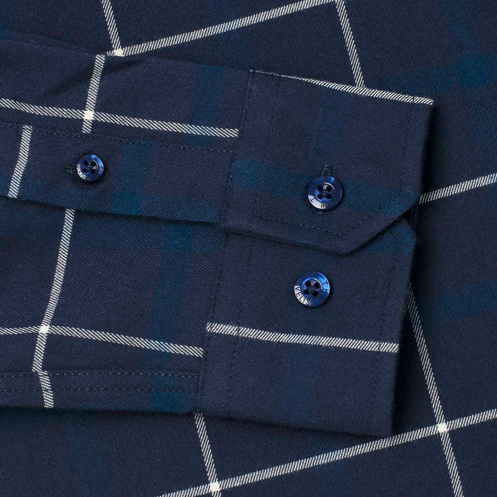 RSVLTS Barry Flanilow BorlandFlex Long Sleeve Flannel in Blue — detail 7