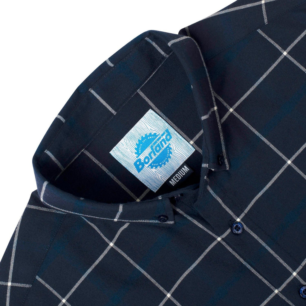 RSVLTS Barry Flanilow BorlandFlex Long Sleeve Flannel in Blue — detail 3