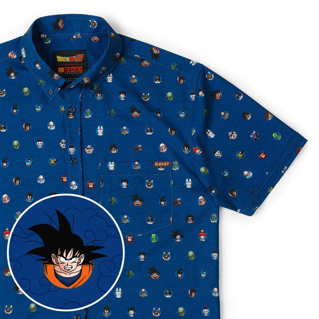 RSVLTS Saiyan Saga KUNUFLEX Short Sleeve Shirt in Blue — front view