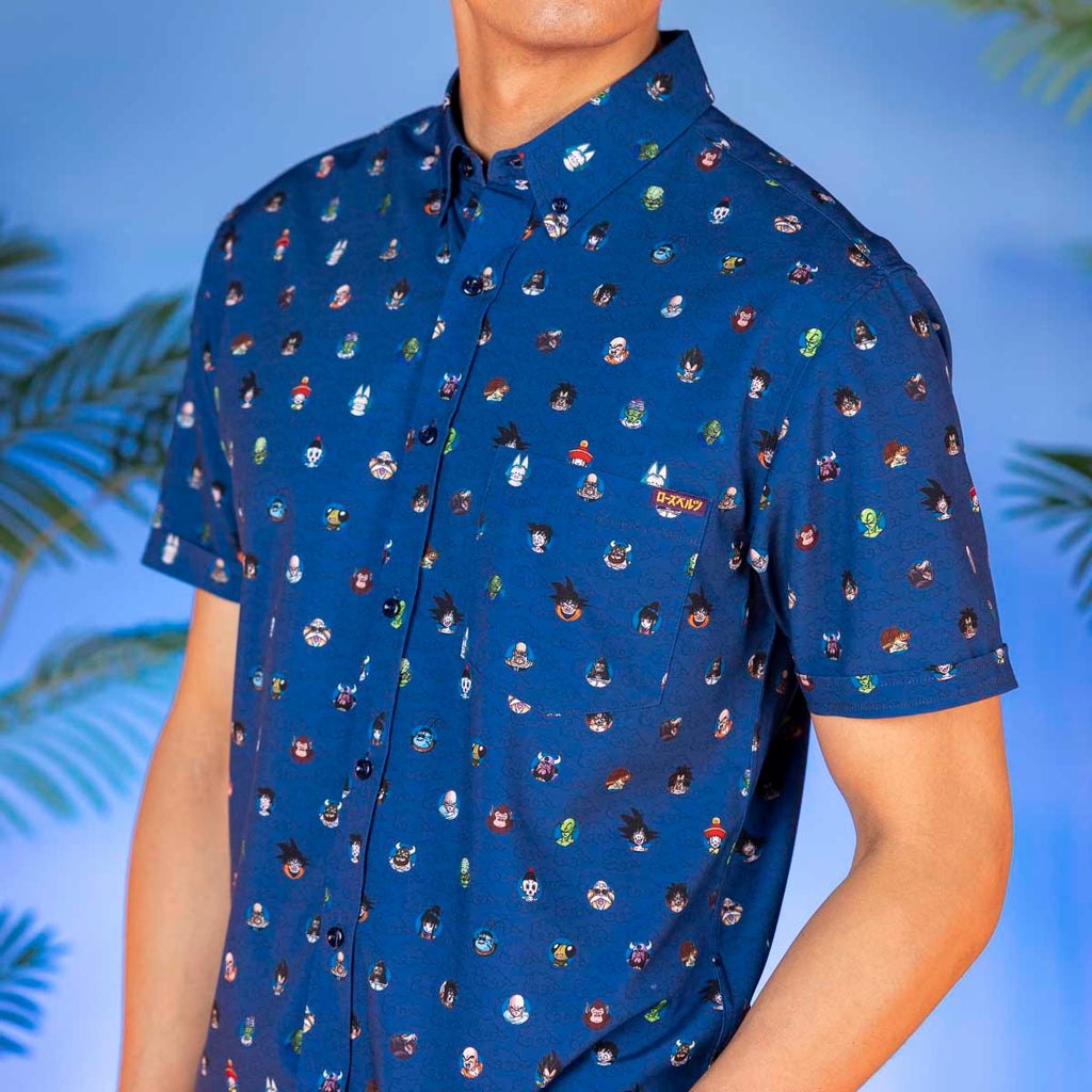 RSVLTS Saiyan Saga KUNUFLEX Short Sleeve Shirt in Blue — detail 7