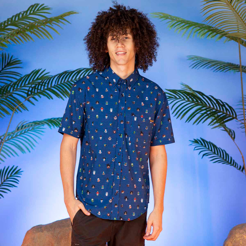 RSVLTS Saiyan Saga KUNUFLEX Short Sleeve Shirt in Blue — detail 5
