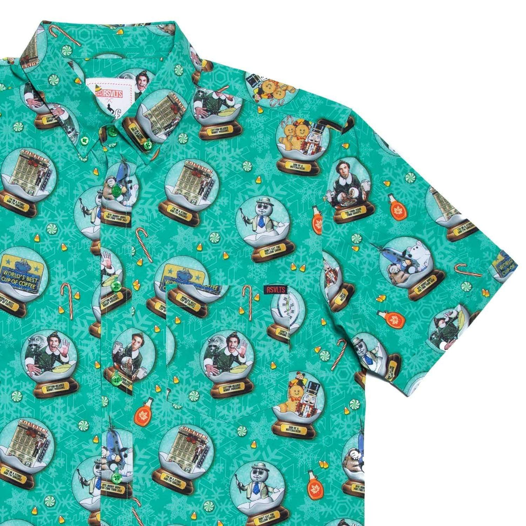 RSVLTS Son of a Nutcracker KUNUFLEX Short Sleeve Shirt in Green — front view