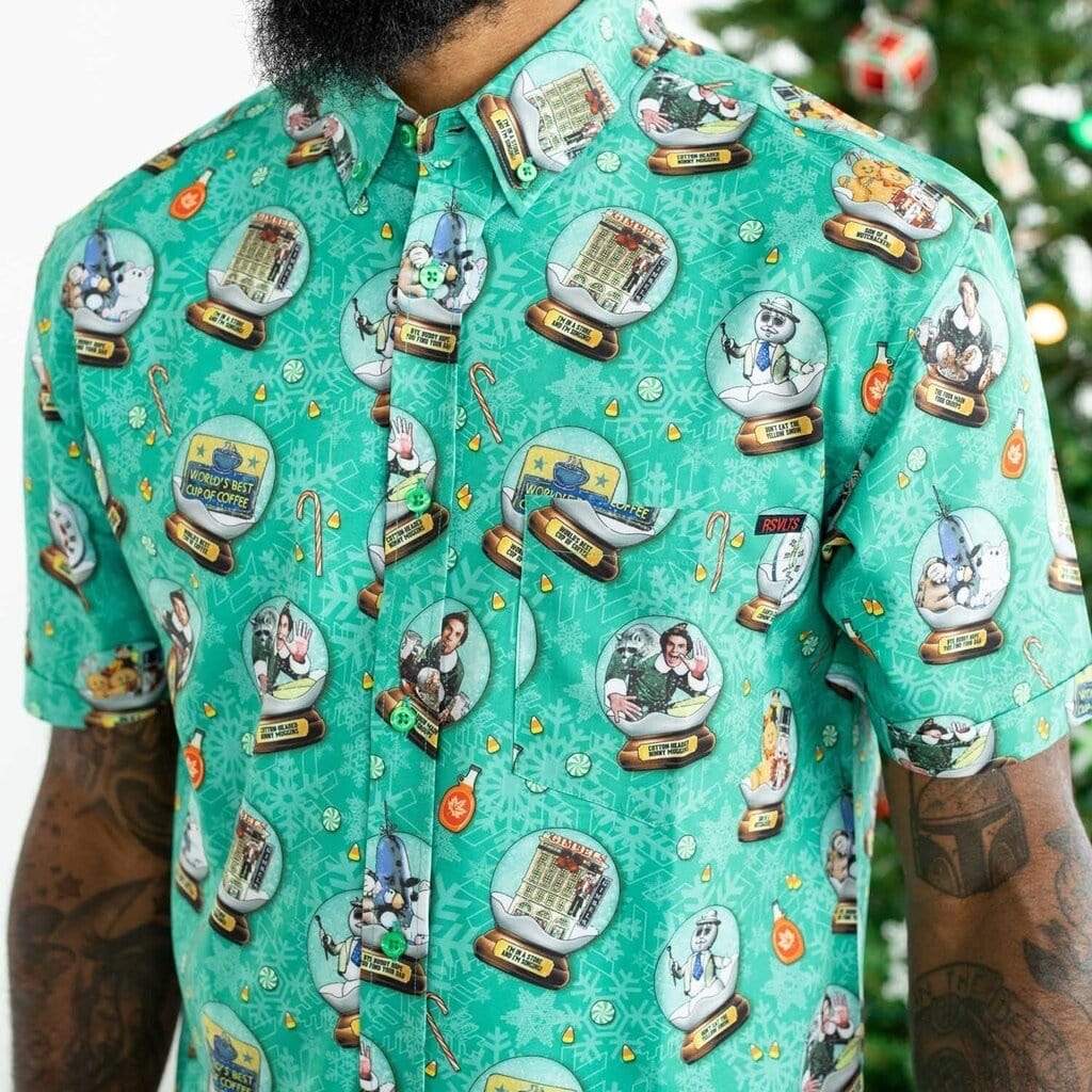 RSVLTS Son of a Nutcracker KUNUFLEX Short Sleeve Shirt in Green — detail 5