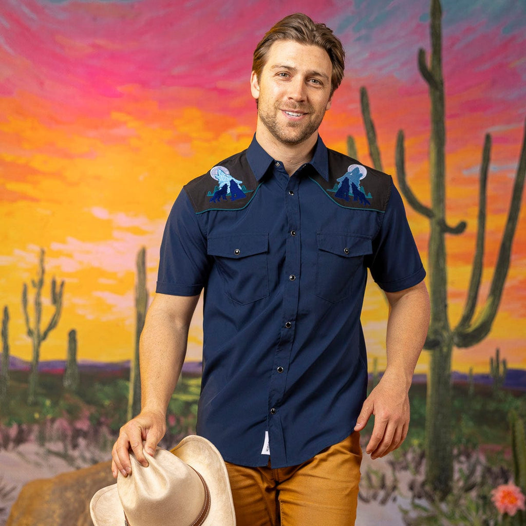 RSVLTS Call of the Wild Roper Short Sleeve Shirt in Blue — detail 5
