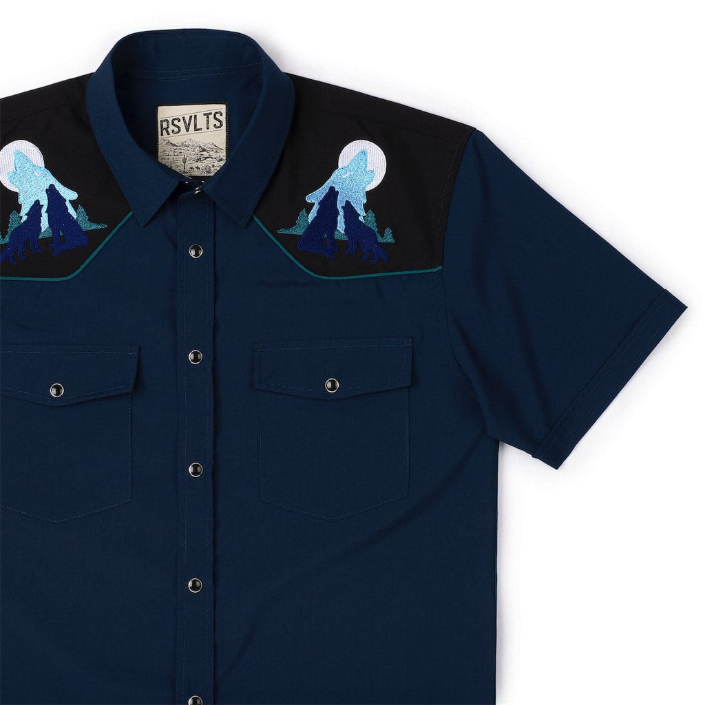 RSVLTS Call of the Wild Roper Short Sleeve Shirt in Blue — detail 4