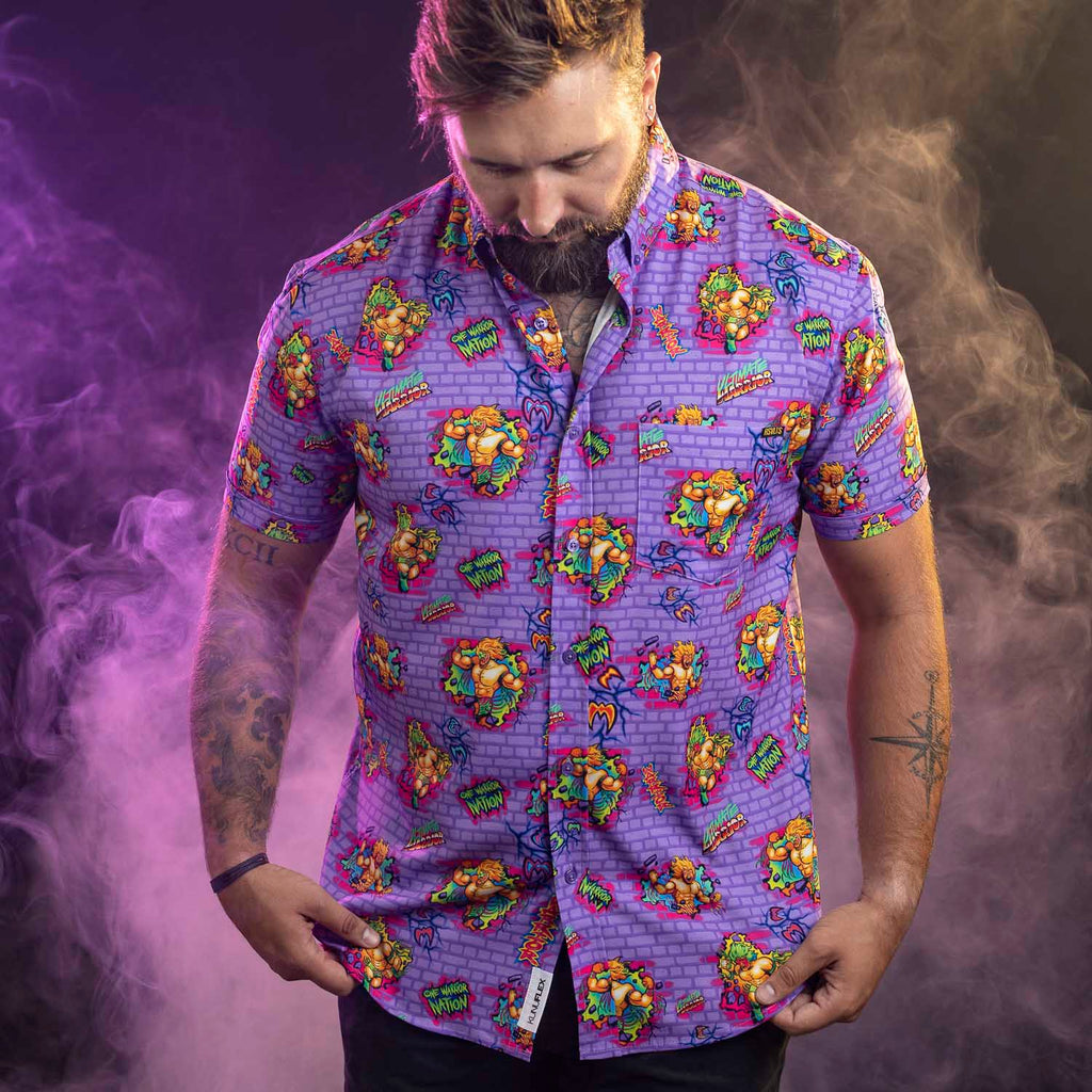 RSVLTS One Warrior Nation KUNUFLEX Short Sleeve Shirt in Purple — detail 5