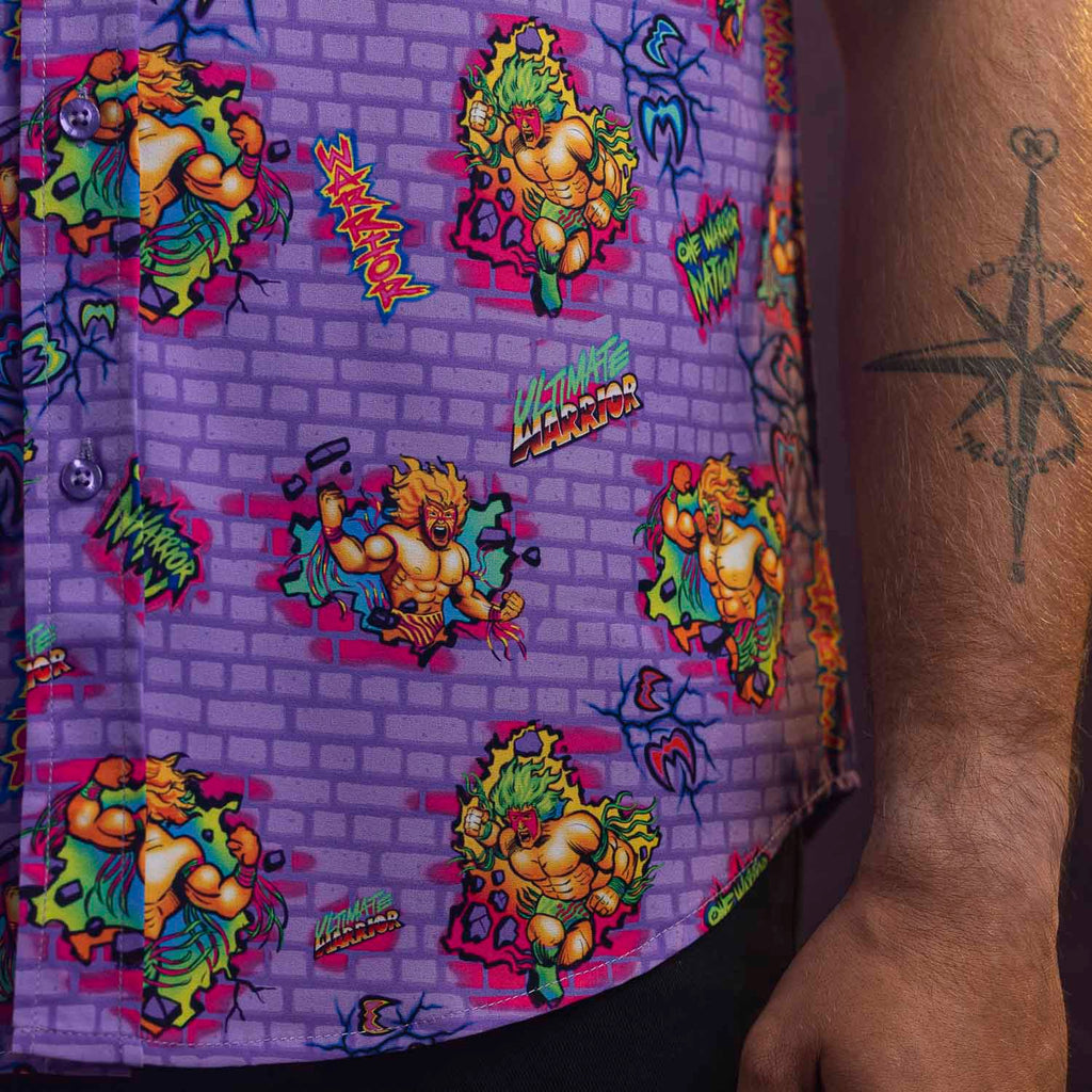 RSVLTS One Warrior Nation KUNUFLEX Short Sleeve Shirt in Purple — detail 6