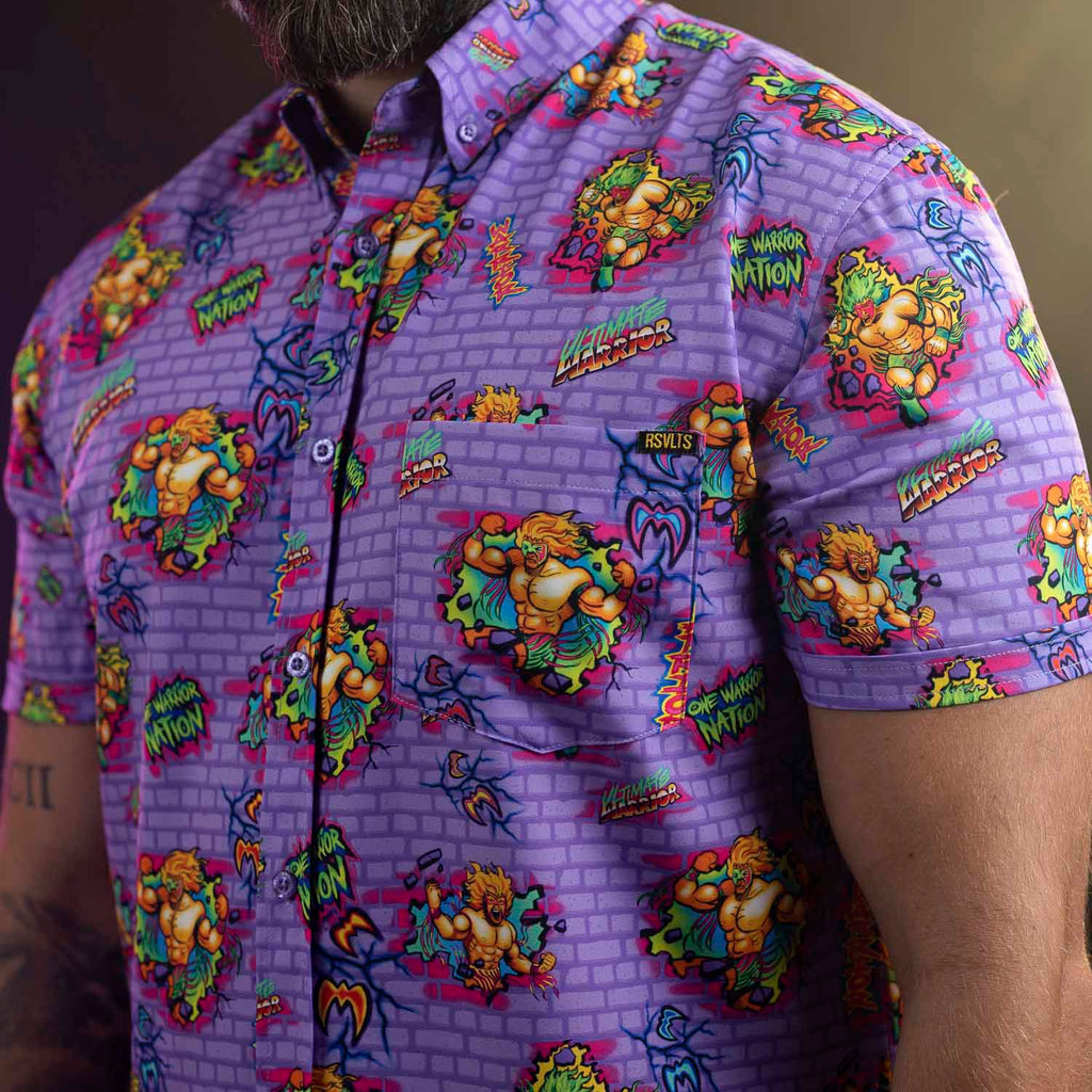 RSVLTS One Warrior Nation KUNUFLEX Short Sleeve Shirt in Purple — detail 4
