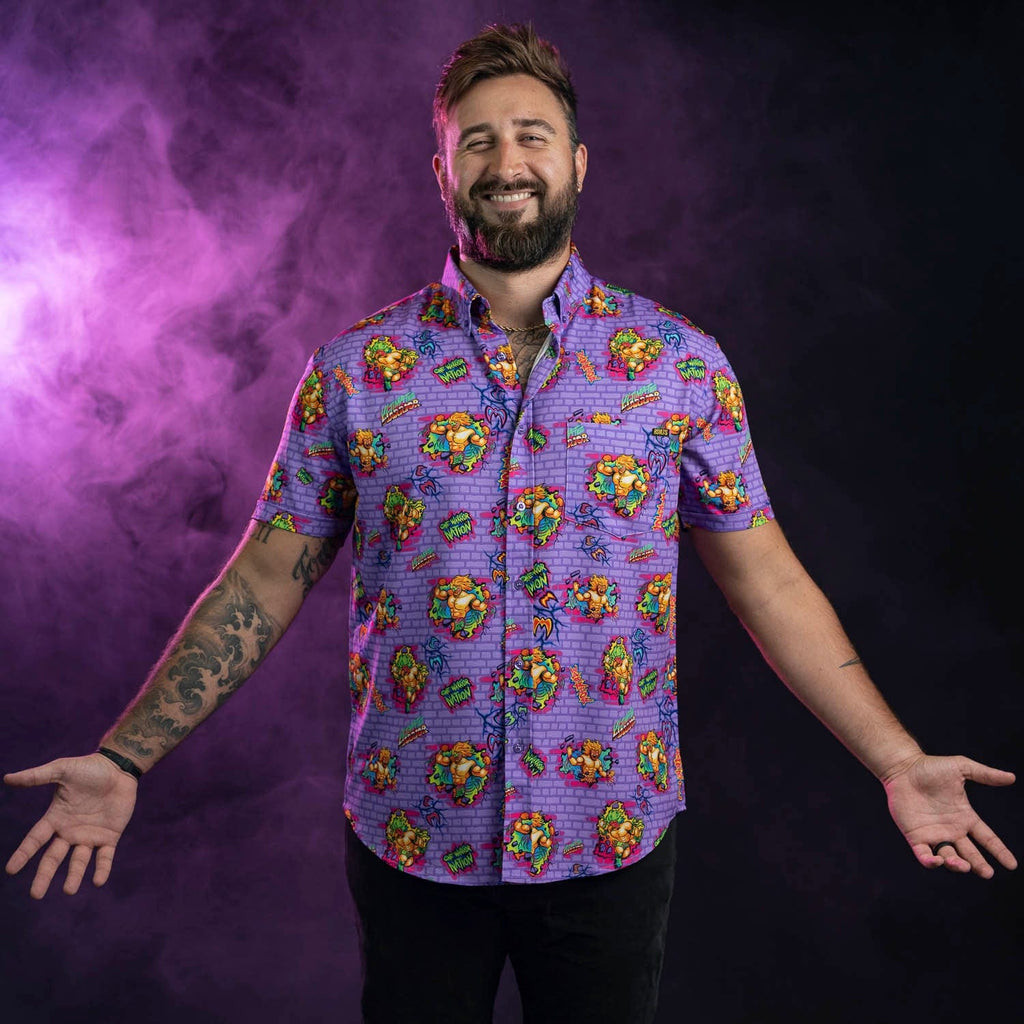 RSVLTS One Warrior Nation KUNUFLEX Short Sleeve Shirt in Purple — detail 9