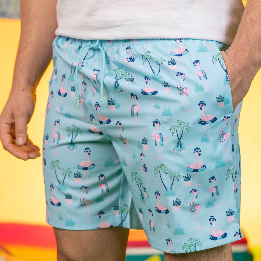 RSVLTS Life’s a Beak Hybrid Shorts in Blue — front view