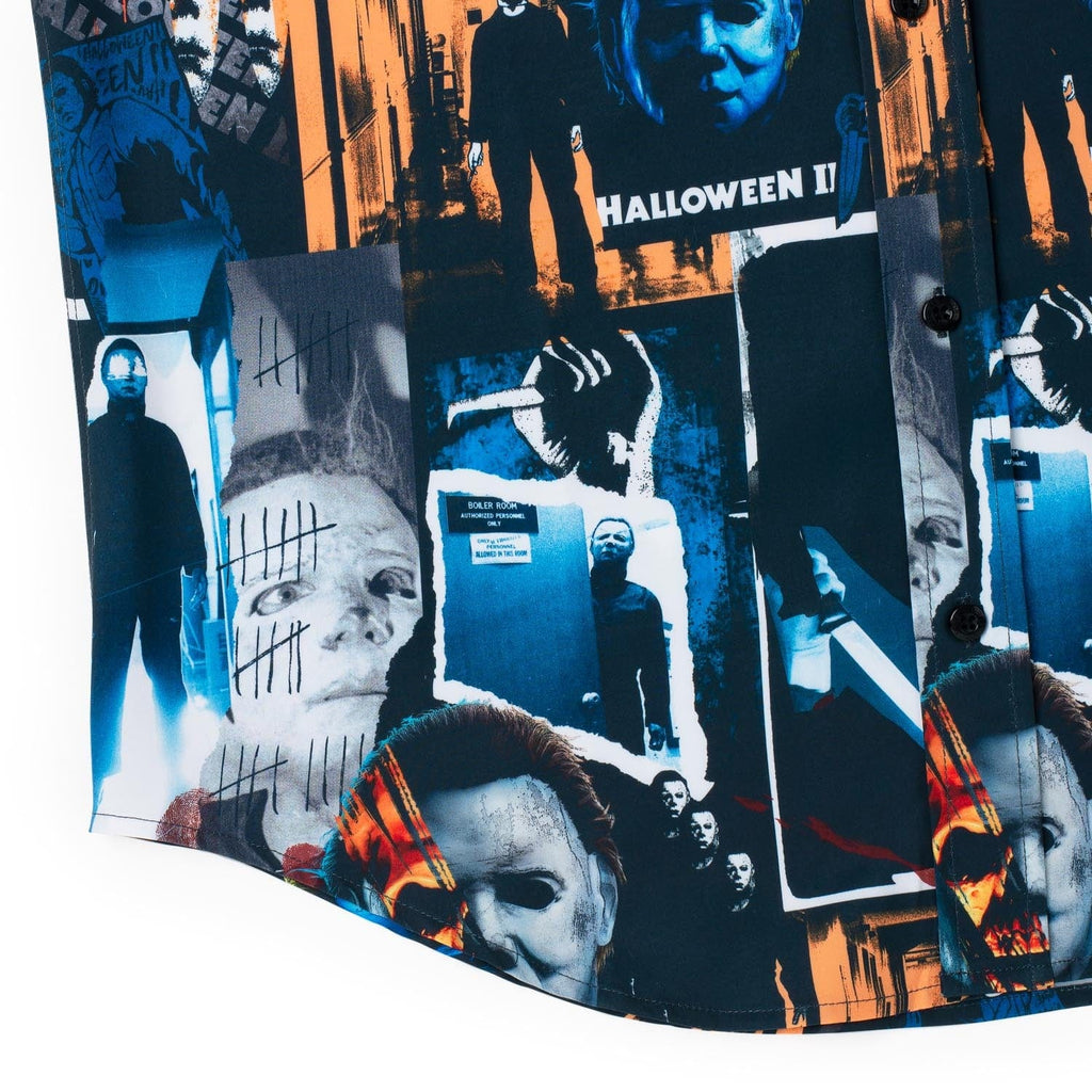 RSVLTS Mural of a Madman KUNUFLEX Short Sleeve Shirt in Blue — detail 6