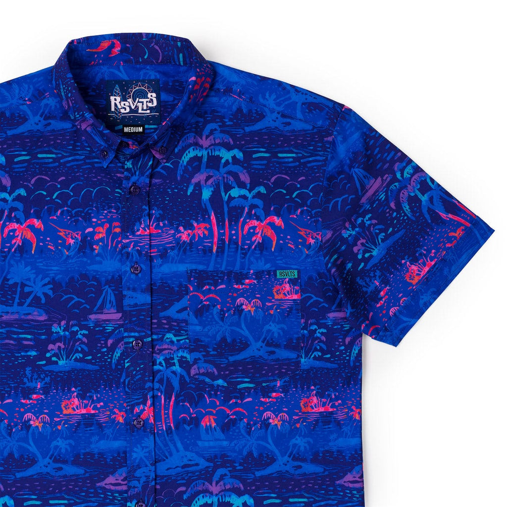 RSVLTS UV Vibin’ KUNUFLEX Short Sleeve Shirt in Blue — front view
