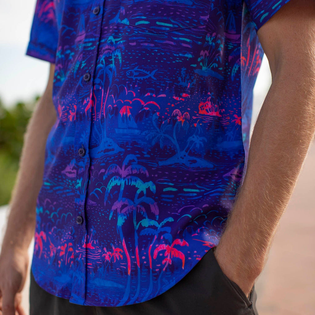 RSVLTS UV Vibin’ KUNUFLEX Short Sleeve Shirt in Blue — detail 7