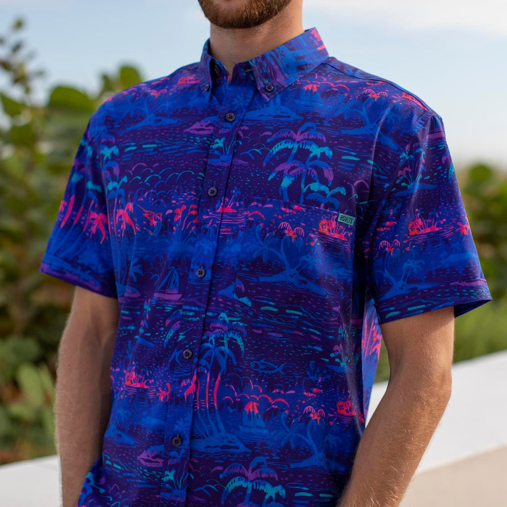 RSVLTS UV Vibin’ KUNUFLEX Short Sleeve Shirt in Blue — detail 4