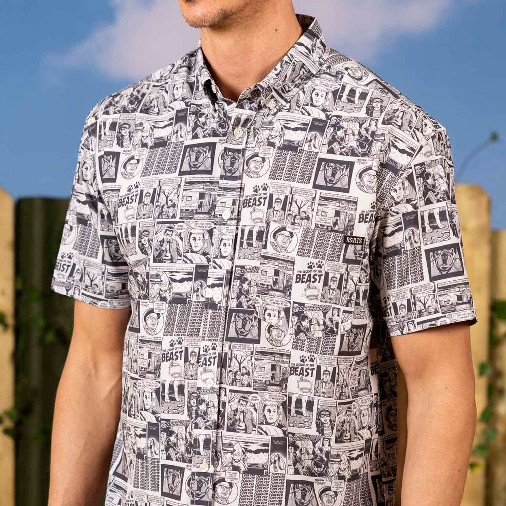 RSVLTS FOR-EV-ER KUNUFLEX Short Sleeve Shirt in Gray — detail 6
