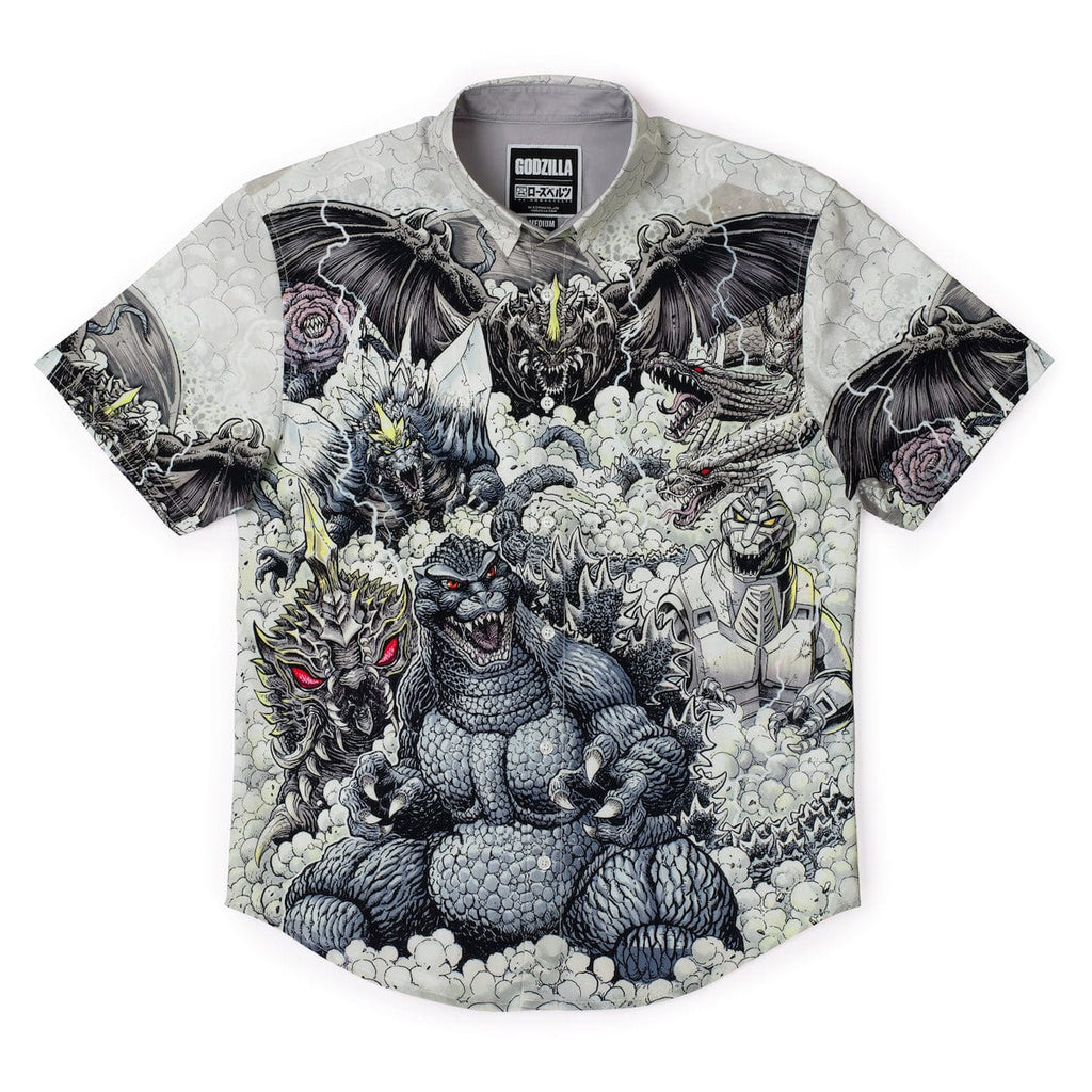 RSVLTS Strange Creatures KUNUFLEX Short Sleeve Shirt in White — front view