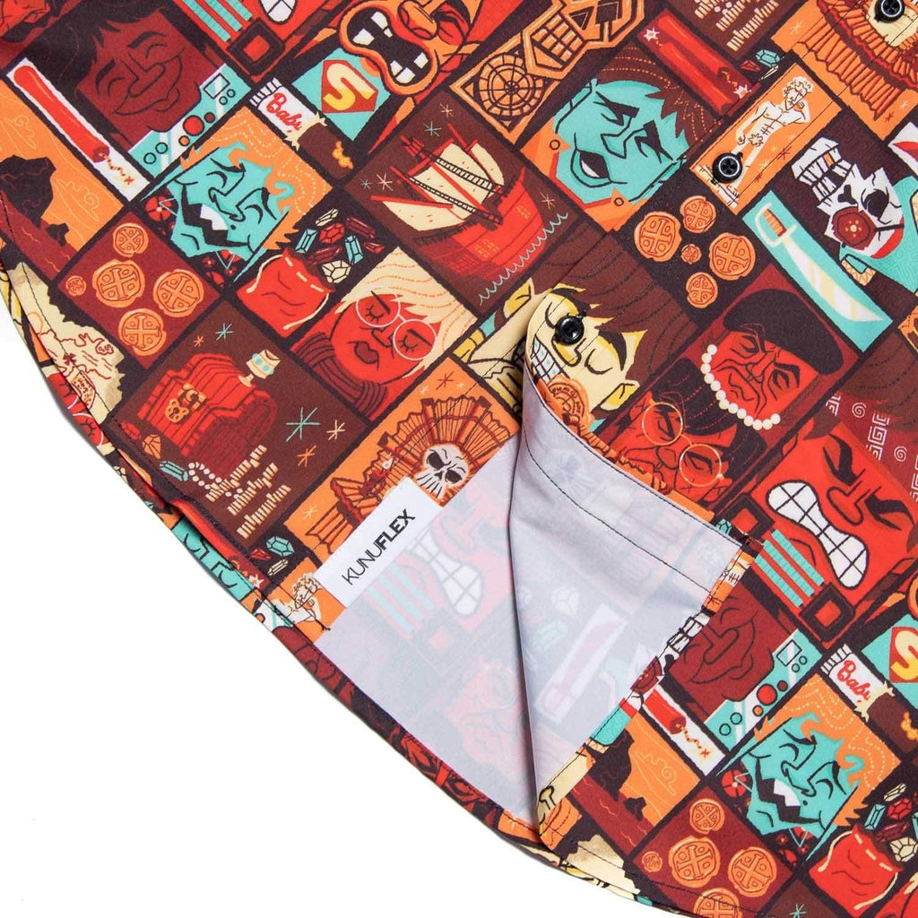 RSVLTS Tiki KUNUFLEX Short Sleeve Shirt in Orange — detail 7