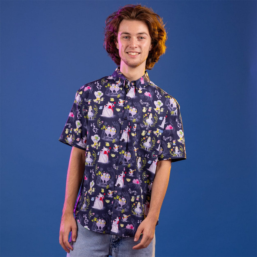 RSVLTS Curiouser and Curiouser KUNUFLEX Short Sleeve Shirt in Black — detail 5