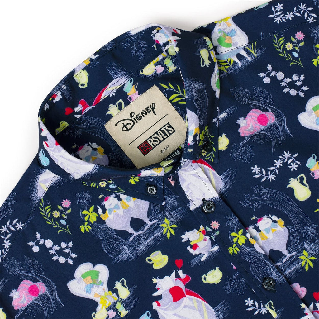 RSVLTS Curiouser and Curiouser KUNUFLEX Short Sleeve Shirt in Black — detail 7